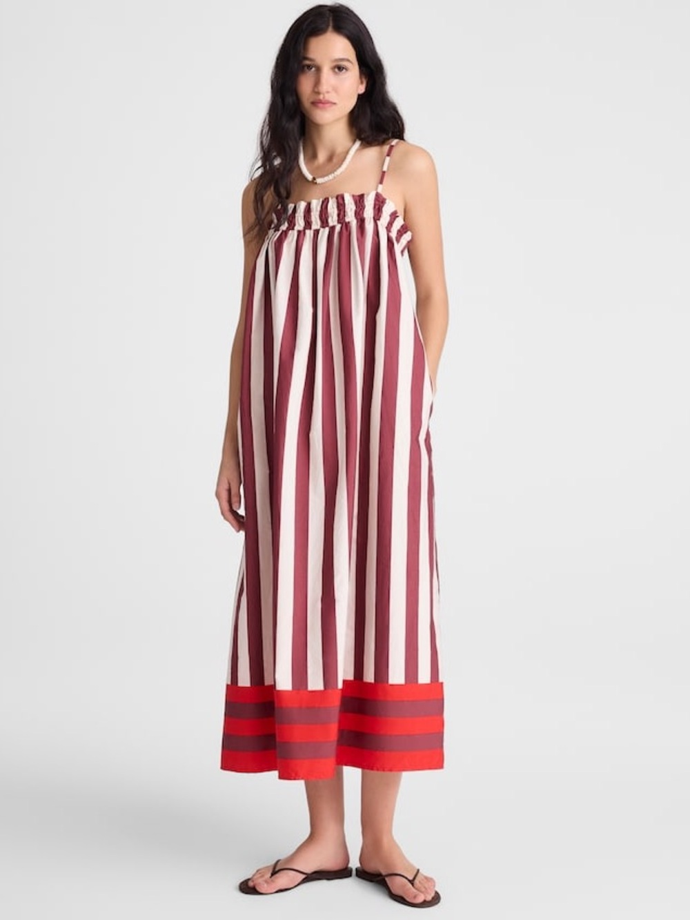 MADEWELL Poplin Ruffle A-Line Midi Dress